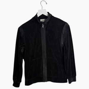 St. John Sport by Marie Gray Velour Classic Tracksuit Jacket in Black W2036 Sz M